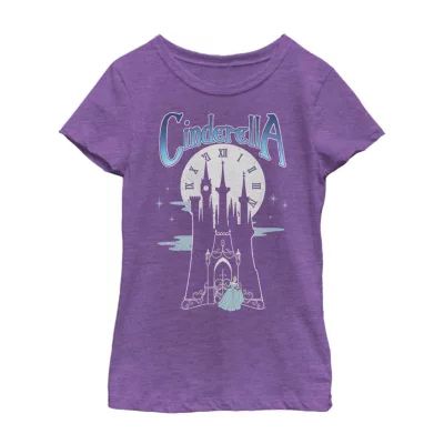 Little & Big Girls Crew Neck Short Sleeve Cinderella Princess Graphic T-Shirt