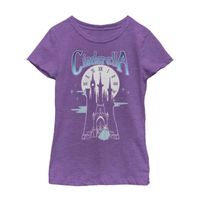 Little & Big Girls Crew Neck Short Sleeve Cinderella Princess Graphic T-Shirt