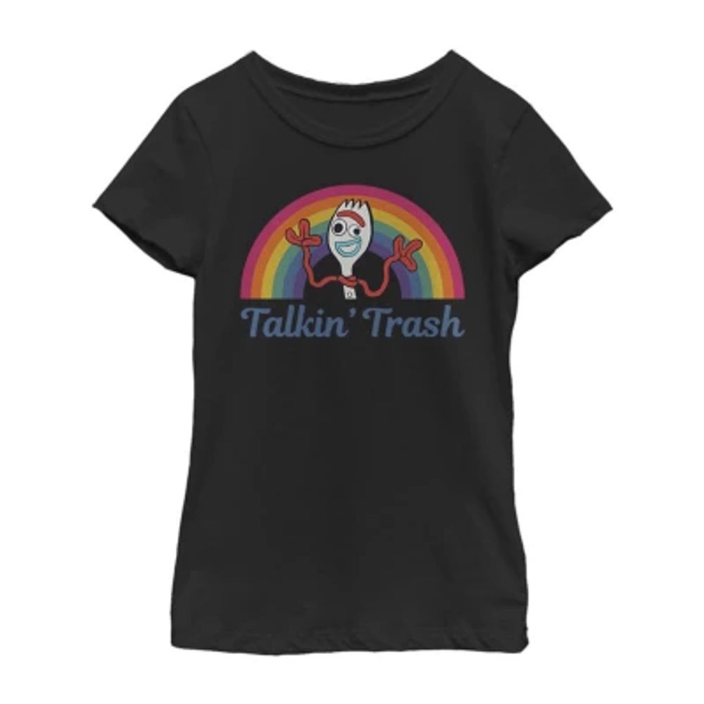 Little & Big Girls Talkin Trash Crew Neck Short Sleeve Toy Story Graphic T-Shirt