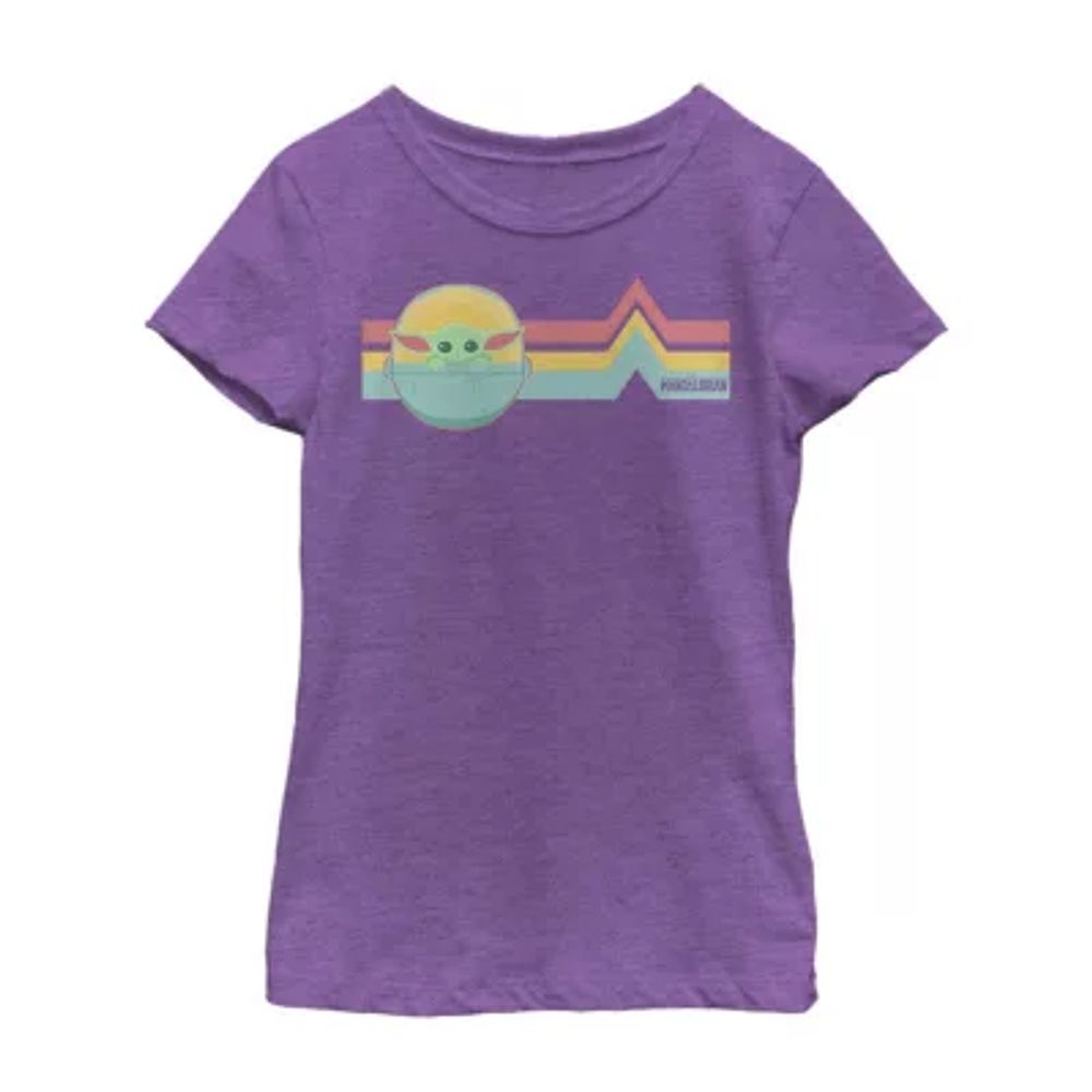 Little & Big Girls Rainbow Child Crew Neck Short Sleeve Star Wars Graphic T-Shirt