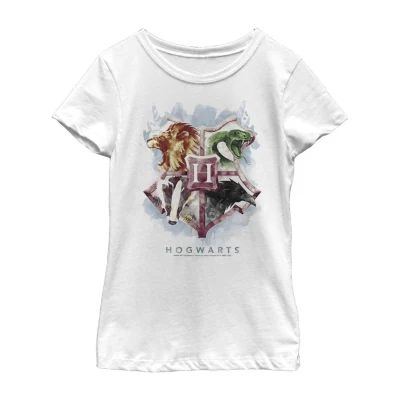 Little & Big Girls Hogwarts Crew Neck Short Sleeve Harry Potter Graphic T-Shirt