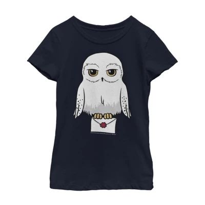 Little & Big Girls Hedwig Crew Neck Short Sleeve Harry Potter Graphic T-Shirt