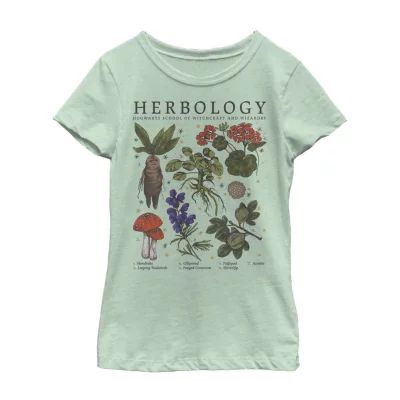 Little & Big Girls Herbology Crew Neck Short Sleeve Harry Potter Graphic T-Shirt