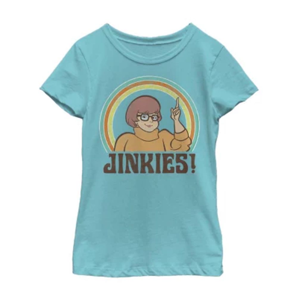 Little & Big Girls Jinkies Velma Crew Neck Short Sleeve Scooby Doo Graphic T-Shirt