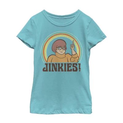 Little & Big Girls Jinkies Velma Crew Neck Short Sleeve Scooby Doo Graphic T-Shirt