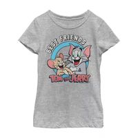 Little & Big Girls Crew Neck Short Sleeve Tom and Jerry Graphic T-Shirt