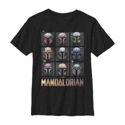 Little & Big Boys Mandalorian Crew Neck Short Sleeve Star Wars Graphic T-Shirt