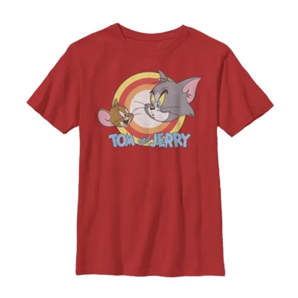 Little & Big Boys Crew Neck Short Sleeve Tom and Jerry Graphic T-Shirt