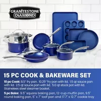 Granitestone 15-pc. Aluminum Dishwasher Safe Non-Stick Cookware Set