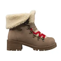 Lugz Womens Adore Sherpa Block Heel Lace Up Boots