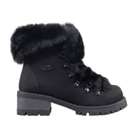 Lugz Womens Adore Fur Block Heel Lace Up Boots