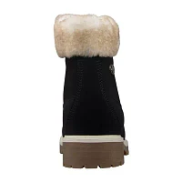 Lugz Womens Convoy Fur Block Heel Lace Up Boots