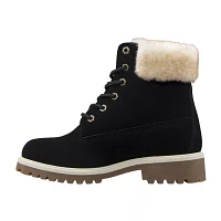 Lugz Womens Convoy Fur Block Heel Lace Up Boots