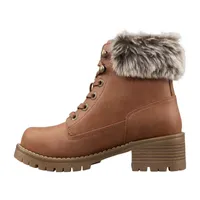 Lugz Womens Flirt Hi Fur Block Heel Lace Up Boots