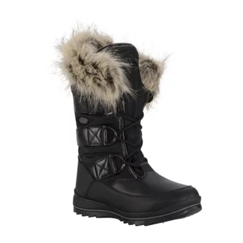 Lugz Womens Tundra Fur Water Resistant Flat Heel Winter Boots