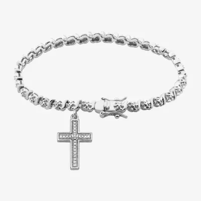 Sparkle Allure Diamond Accent Silver Over Bronze 7.25 Inch Cross Tennis Bracelet