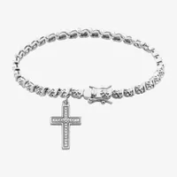 Sparkle Allure Diamond Accent Silver Over Bronze 7.25 Inch Cross Tennis Bracelet