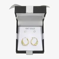 Cubic Zirconia 10K Gold Round Pair Earring Set