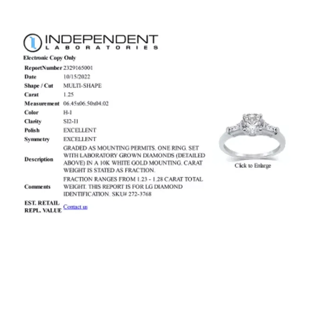 (H-I / Si2-I1) Womens 1 1/4 CT. T.W. Lab Grown White Diamond 10K Gold Round Side Stone Engagement Ring