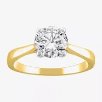 (H-I / Si2) Womens 1 1/2 CT. T.W. Lab Grown White Diamond 14K Two Tone Gold Round Solitaire Engagement Ring