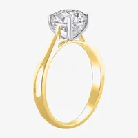 (H-I / Si2) Womens 1 1/2 CT. T.W. Lab Grown White Diamond 14K Two Tone Gold Round Solitaire Engagement Ring