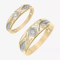 Unisex Adult Diamond Accent Natural White Diamond 14K Two Tone Gold Wedding Ring Sets