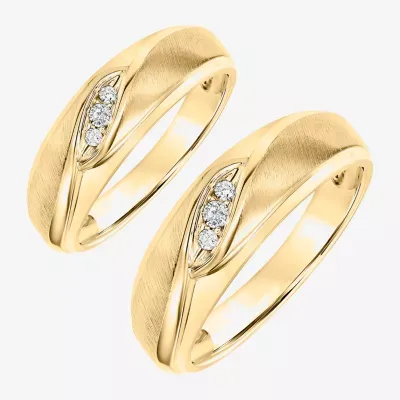 Unisex Adult Diamond Accent Mined White Diamond 10K Gold Wedding Ring Sets