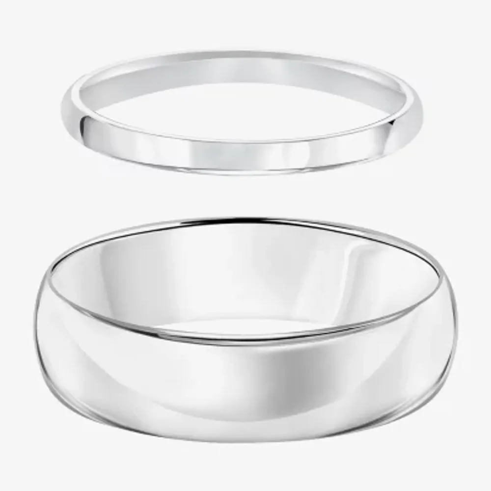 Unisex Adult 10K White Gold Wedding Ring Set