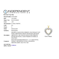 (H-I / I1) Womens 1 CT. T.W. Lab Grown White Diamond 14K Gold Over Silver Sterling Heart Pendant Necklace