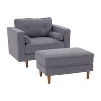 Mulberry Tufted Chair + Ottoman Set