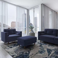 Mulberry Tufted Chair & Ottoman Set