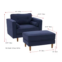 Mulberry Tufted Chair & Ottoman Set