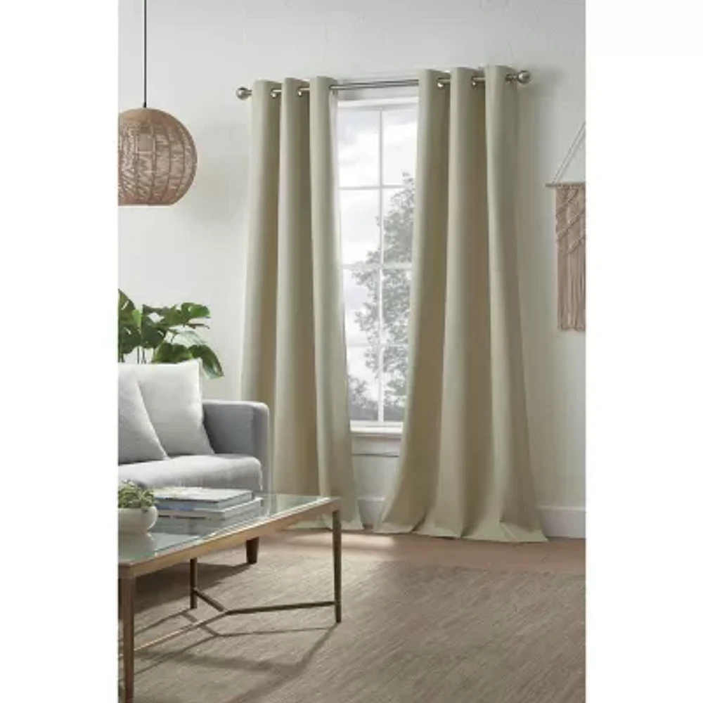 Distant Lands Maura Textured Solid 100% Blackout Grommet Top Single Curtain Panel