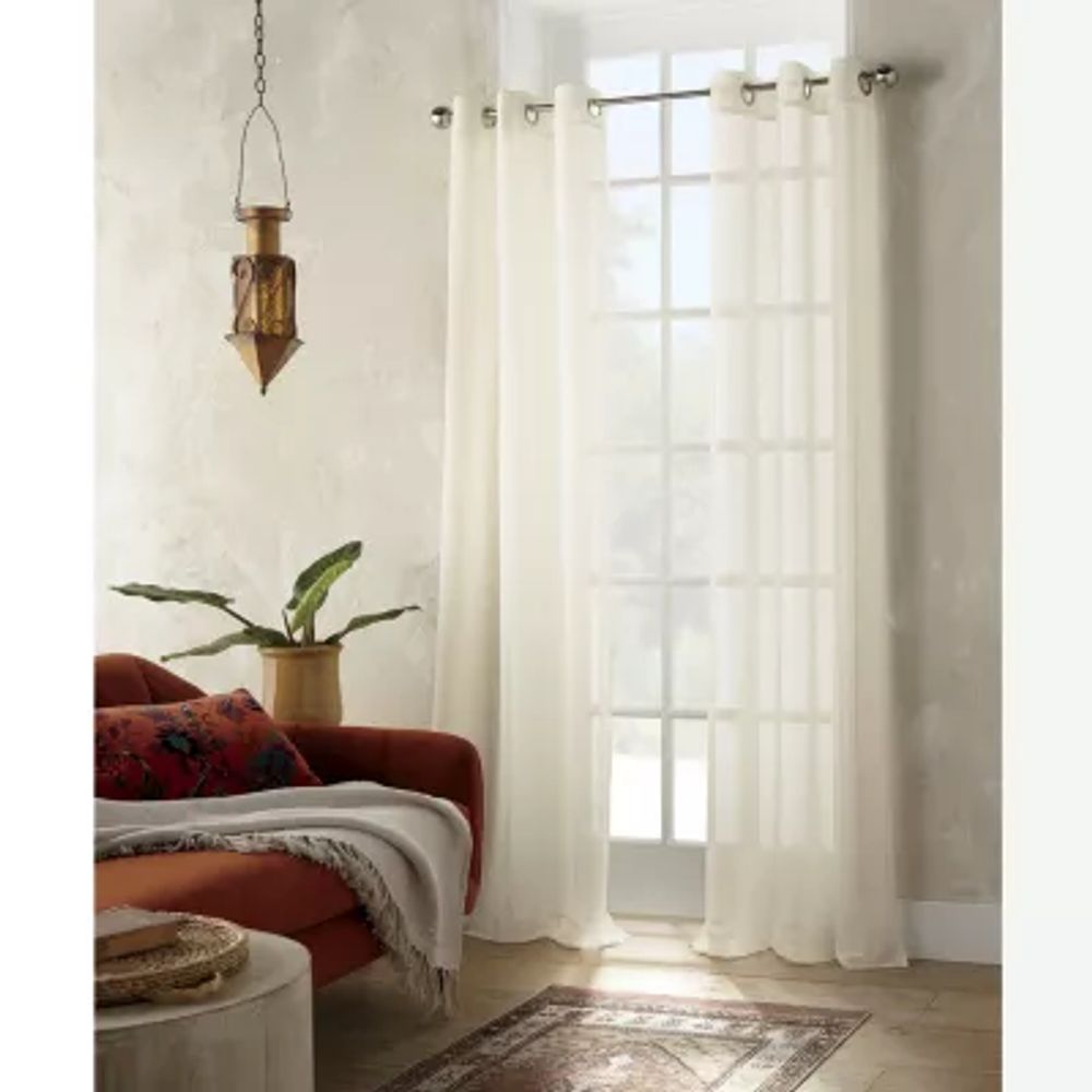 Distant Lands Fiji Solid Sheer Grommet Top Single Curtain Panel