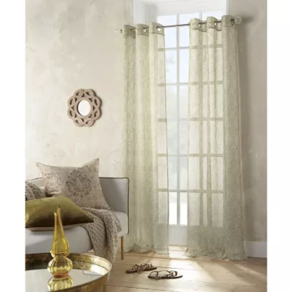 Distant Lands Fiji Printed Sheer Grommet Top Single Curtain Panel