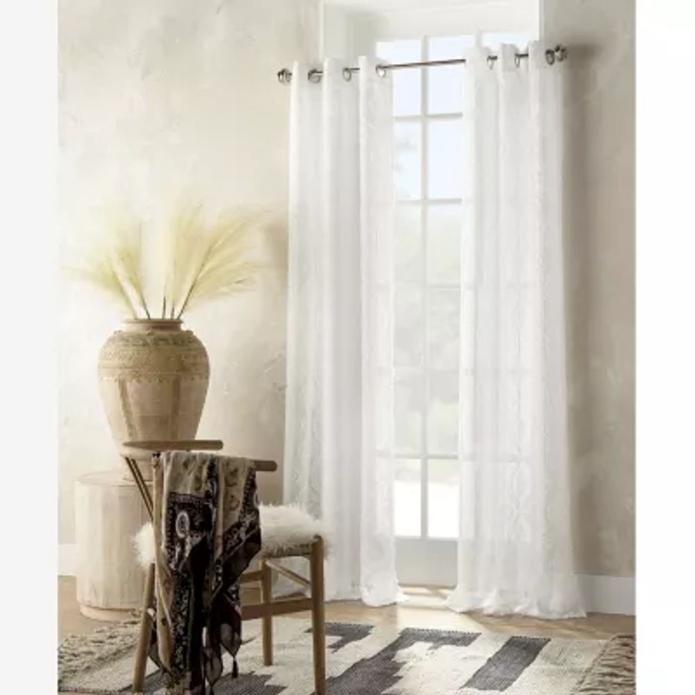 Distant Lands Ogee Clip Sheer Grommet Top Single Curtain Panel