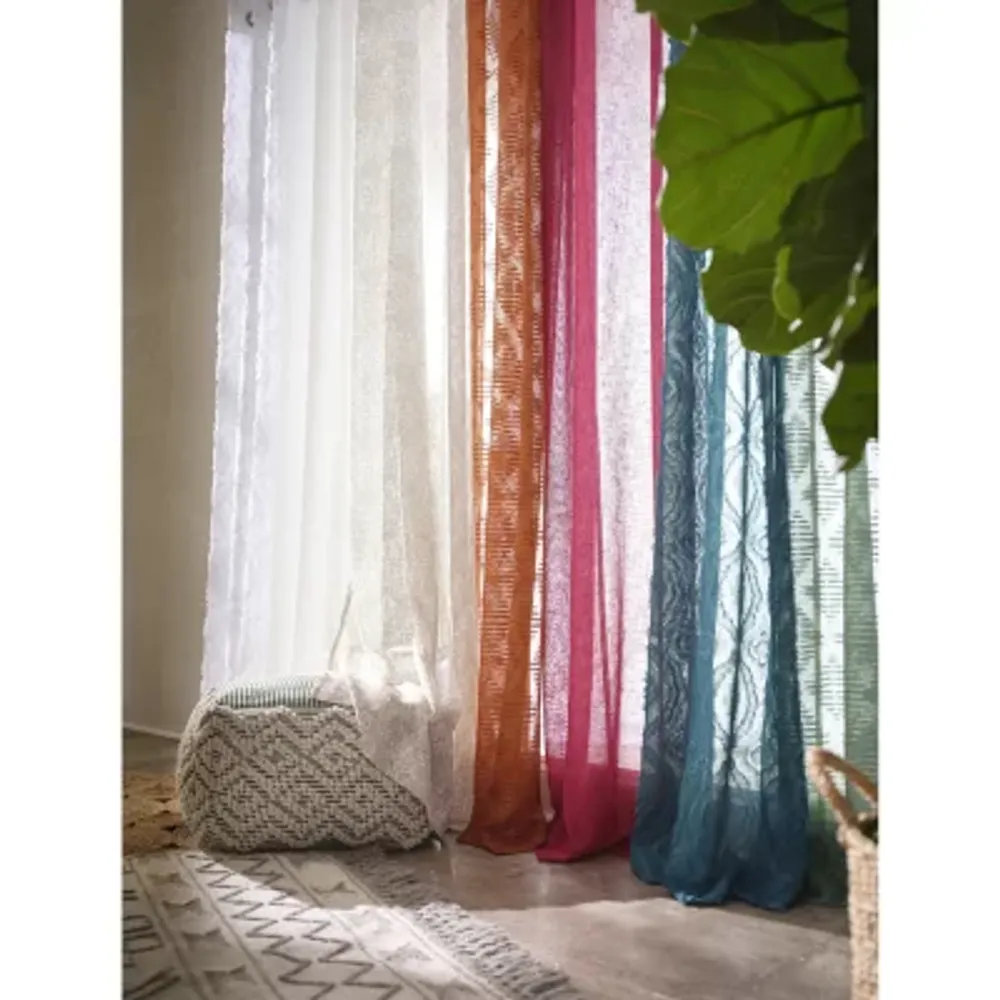 Distant Lands Diamond Clip Sheer Grommet Top Single Curtain Panel