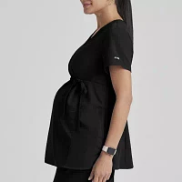 Grey's Anatomy™ by Barco Classic Grt094 Lilah 2-Pocket Mock Wrap Womens Maternity Short Sleeve Moisture Wicking Scrub Tops
