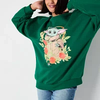 Juniors The Child Womens Crew Neck Long Sleeve Baby Yoda Sweatshirt