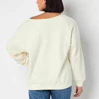 Juniors New York Off The Shoulder Sweatshirt Womens Crew Neck Long Sleeve