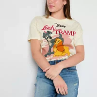 Juniors Lady and the Tramp Boyfriend Tee Womens Crew Neck Short Sleeve Graphic T-Shirt