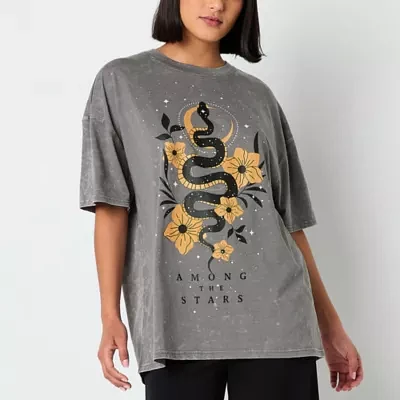 Juniors Year Of The Snake Tee Womens Crew Neck Short Sleeve Graphic T-Shirt