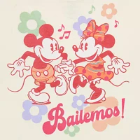 Juniors Mickey and Minnie Bailamos Boyfriend Tee Womens Crew Neck Short Sleeve Friends Graphic T-Shirt