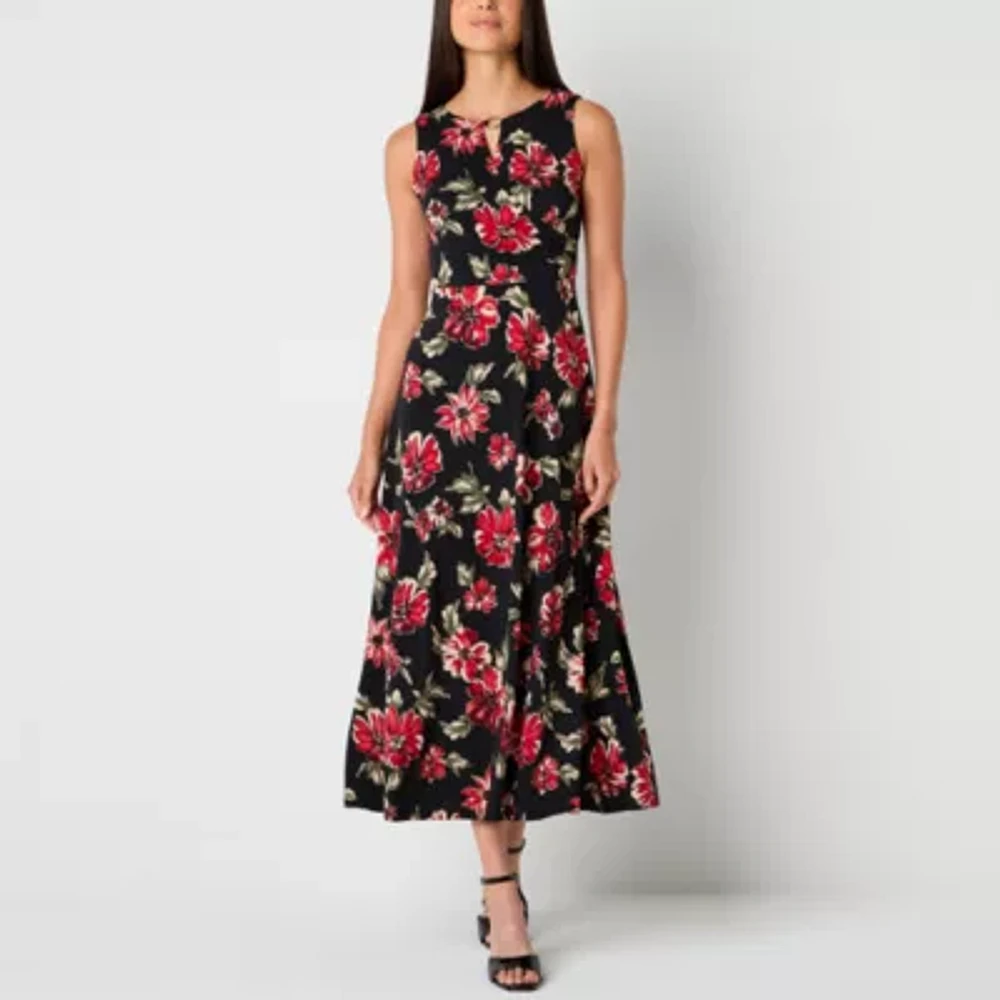 Studio 1 Womens Sleeveless Floral Maxi Dress