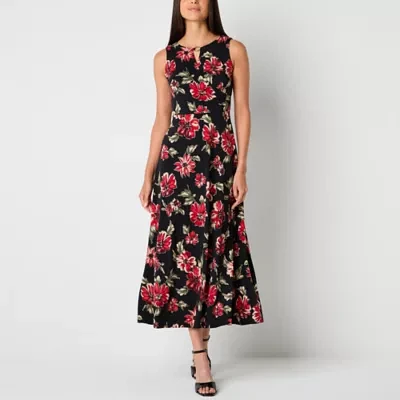 Studio 1 Womens Sleeveless Floral Maxi Dress