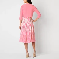 Danny & Nicole Womens Damask Midi Jacket Dress