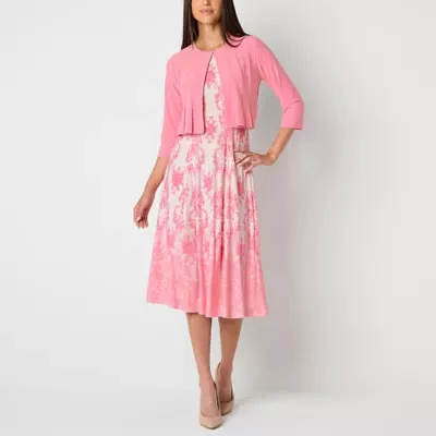 Danny & Nicole Womens Damask Midi Jacket Dress