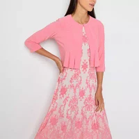 Danny & Nicole Womens Damask Midi Jacket Dress