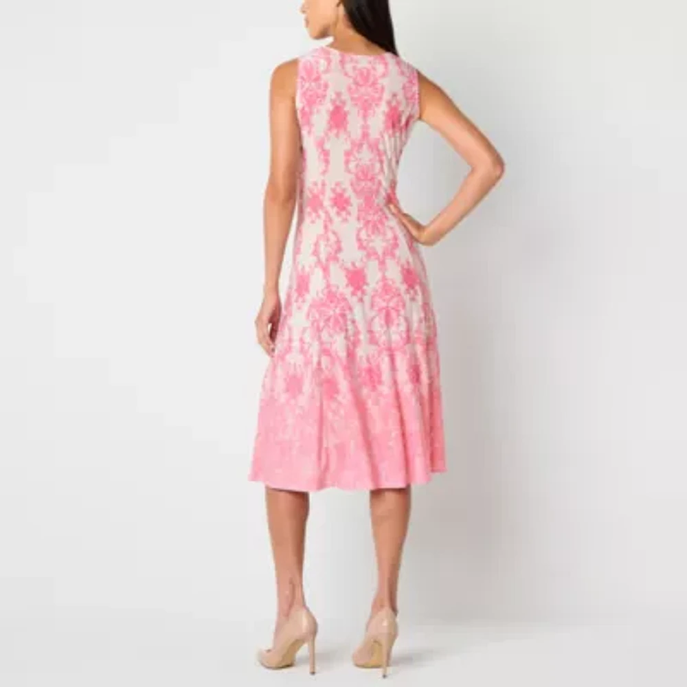 Danny & Nicole Womens Damask Midi Jacket Dress