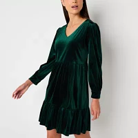 Studio 1 Womens Long Sleeve Babydoll Dress